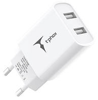 Сетевое зарядное устройство T-PHOX TC-224 Pocket Dual USB White (6819035) UP, код: 8367898