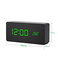 Настольные часы LED WOODEN CLOCK VST 862 с подсветкой, прямоугольные