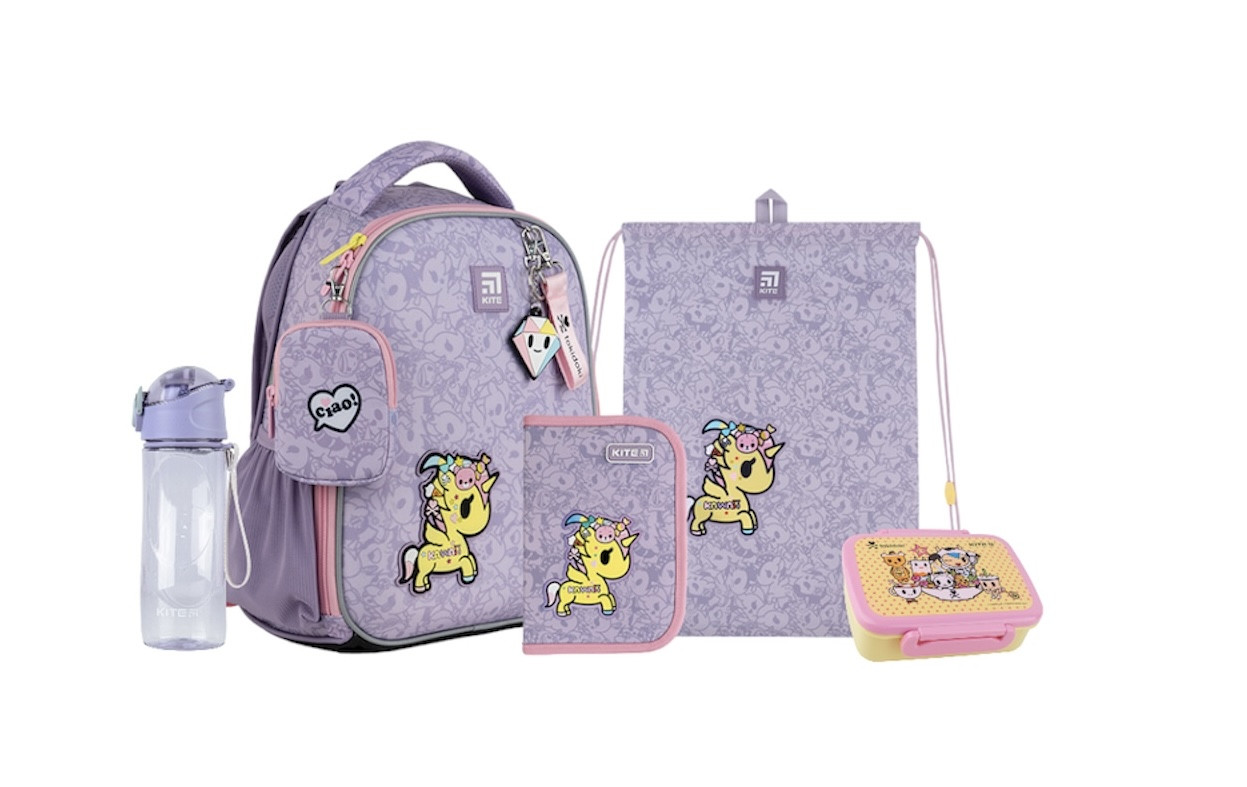 Шкільний набір Kite Tokidoki (рюкзак, пенал, сумка, ланчбокс, пляшка) 115-130 см, SET_TK24-555S