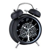 Часы настольные Clock с будильником Моен Дерево Тихий ход 16х11,7х5,5 см Чёрный Белый (16272) HH, код: 6489076
