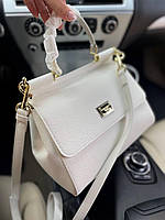 Невероятная женская сумка Dolce&Gabbana Sicily Женская кожаная сумка Дольче Габбана Брендовая сумка люкс Белый