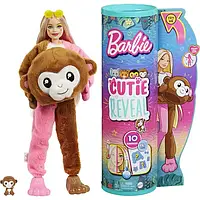 Лялька Barbie Cutie Reveal Jungle Series Monkey Plush Costume Барбі в костюмі мавпи Оригінал.