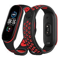 Ремінець Double Color Strap для Xiaomi Mi Band 5 6 Black-Red MY, код: 6479474