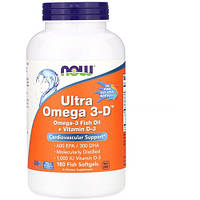 Омега 3 NOW Foods Ultra Omega 3-D 180 Softgels IN, код: 7520355