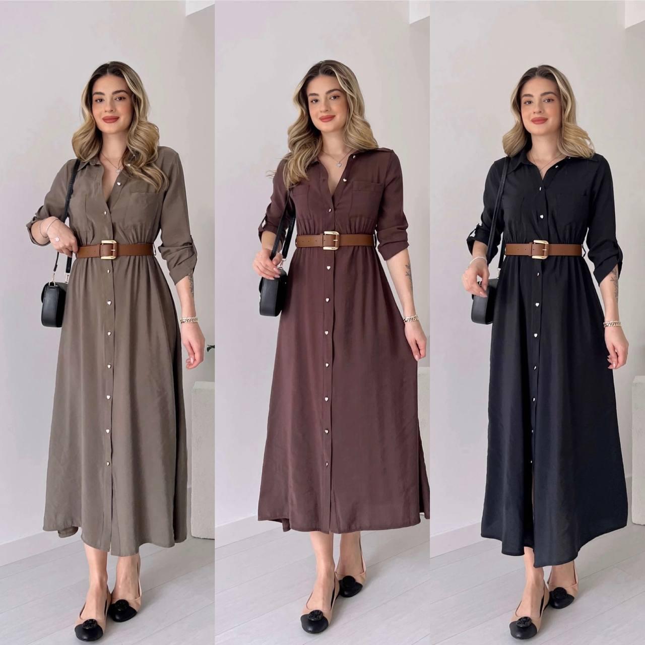 Сукня рубашка жіноча з креп-жатки із поясом (Норма і полубатал), фото 1