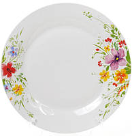 Набор Bona 6 фарфоровых обеденных тарелок Цветы акварелью диаметр 27см DP40139 TP, код: 7426268
