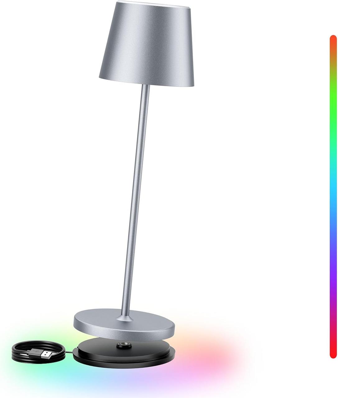 Brightower світлодіодна настільна лампа на батарейках сенсорна димована настільна лампа Бездротова із зарядною станцією, фото 1