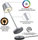 Brightower світлодіодна настільна лампа на батарейках сенсорна димована настільна лампа Бездротова із зарядною станцією, фото 2