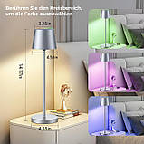 Brightower світлодіодна настільна лампа на батарейках сенсорна димована настільна лампа Бездротова із зарядною станцією, фото 3