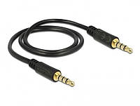 Кабель аудіо-сигнальний Delock Jack 3.5mm 4pin M M 0.5m Stereo 1:1 AWG24 AUX Gold чорний (70 FG, код: 7455575