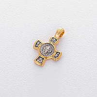 Серебряный крест с позолотой ''Спас. Касперовская икона Божией Матери'' 132444 Оникс LW, код: 6731624
