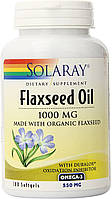 Льняное масло Flaxseed Oil Solaray 1000 мг 100 гелевых капсул LW, код: 7289468