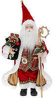 Декоративный Santa в красно-зеленом цвете с посохом и подарками 45см BonaDi DP219436 XN, код: 8260448