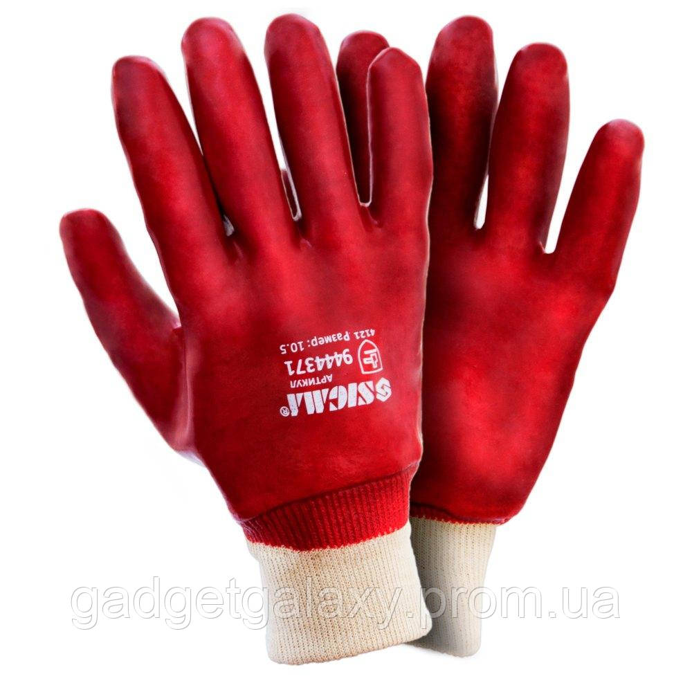 Перчатки трикотажные с ПВХ покрытием (красные манжет) 120 пар SIGMA (9444371) GG, код: 2217203 - фото 1 - id-p2159485986