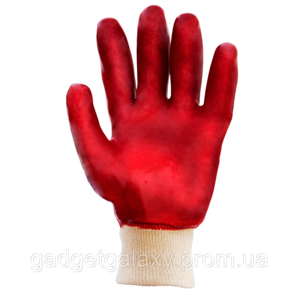 Перчатки трикотажные с ПВХ покрытием (красные манжет) 120 пар SIGMA (9444371) GG, код: 2217203 - фото 3 - id-p2159485986