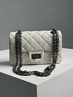 Chanel 2.55 Reissue Double Flap Leather Bag White/Black 19.5 x 12.5 x 7 см Отличное качество