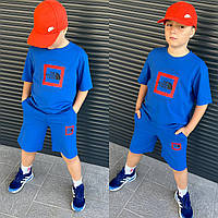 Детский костюм для мальчика шорты летний: зеленый, синий Турция | Комплект шорты и футболка для мальчика