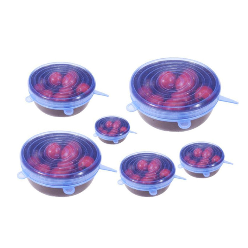Набор многоразовых силиконовых крышек для посуды 6 штук Super Stretch SILICONE - фото 5 - id-p2161503991