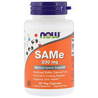 Метионин NOW Foods SAM-e 200 mg 60 Veg Caps NF0127 ES, код: 7788653