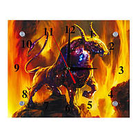 Часы настенные ДомАрт СГ2 Огненный Бык Год быка Тихий ход 20х25х5 см (25594) UL, код: 7340578