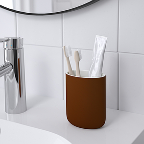 Стакан для зубних щіток IKEA EKOLN коричневий керамічний 405.423.07, фото 3