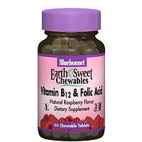 Фолиевая кислота Bluebonnet Nutrition Earth Sweet Chewables Vitamin B12 Folic Acid 180 Chewa UT, код: 7517499