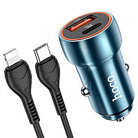 Зарядное устройство с кабелем Hoco Z46A Type C 20W и USB 18W 1 м Type-C на Lightning Blue BM, код: 7847109
