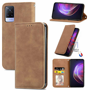 Чохол-книжка Skin Feel Leather Wallet для Vivo V21 Brown