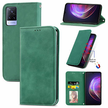 Чохол-книжка Skin Feel Leather Wallet для Vivo V21 Green