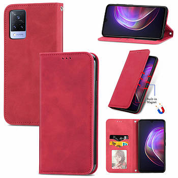 Чохол-книжка Skin Feel Leather Wallet для Vivo V21 Red