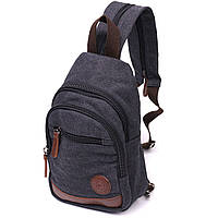 Текстильная сумка с уплотненной спинкой через плечо Vintagе 22172 Черный QT, код: 8323967