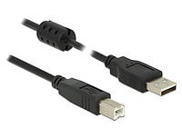 Кабель принтера Delock USB2.0 A-B M M 3.0m AWG24+28 Ferrite D4.0mm Gold чорний (70.08.4898) SM, код: 7455552