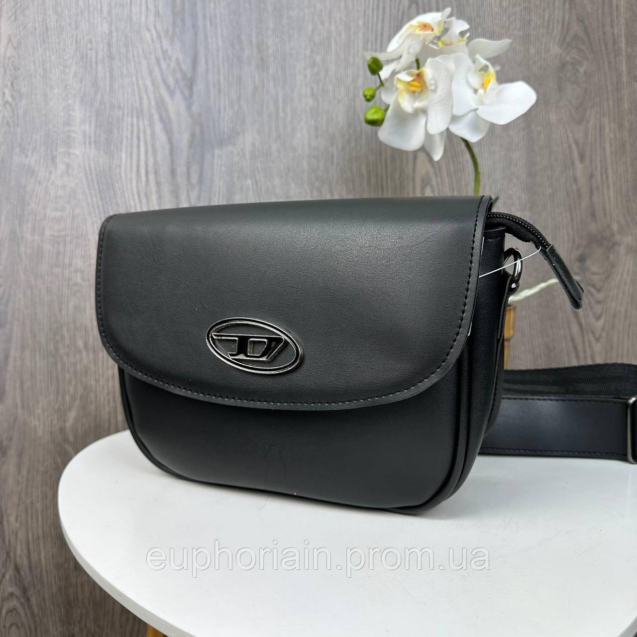 Женская мини сумочка клатч на плечо стиль Diesel, маленькая сумка черная Дизель Отличное качество - фото 9 - id-p2161478640
