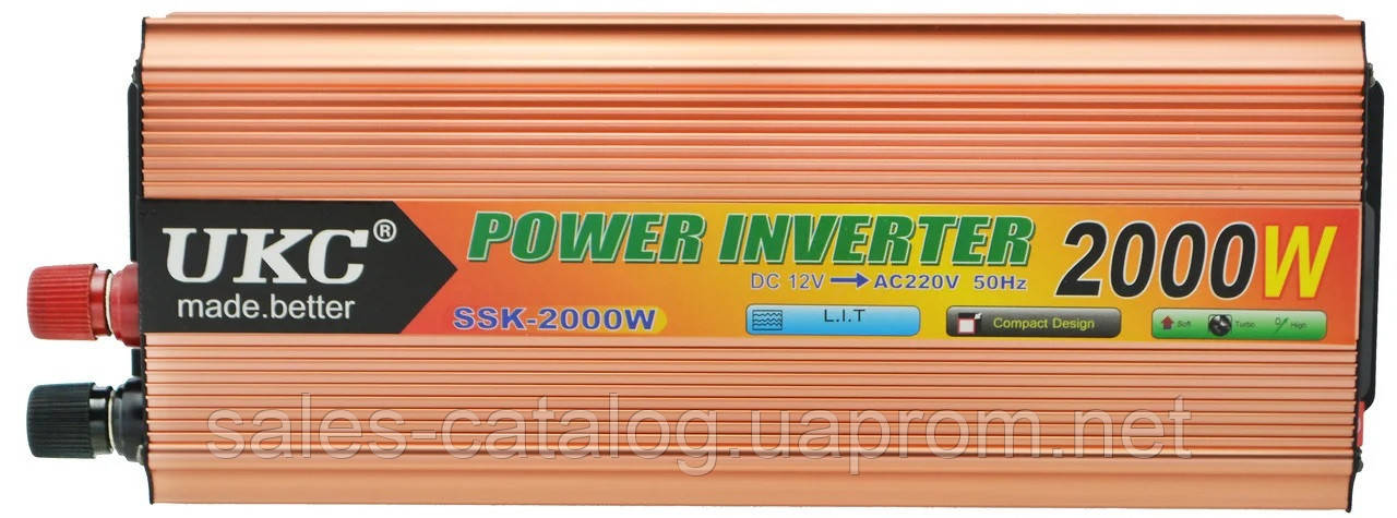 Перетворювач напруги інвертор UKC SSK-2000W 2000 W DC AC 12V-220V Gold (4_00586) SC, код: 7914985