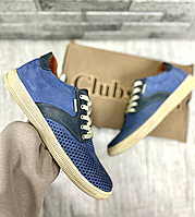 Мужские летние кеды clubshoes натуральные синие