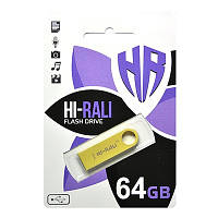 Флеш-накопитель USB 64GB Hi-Rali Shuttle Series Gold (HI-64GBSHGD) NX, код: 6704357