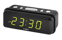 Настольные часы с зеленой подсветкой VST 738 Черный SX, код: 7432609