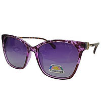 Солнцезащитные очки с фиолетовыми линзами в фиолетовой оправе и коричневыми дужками Фенди