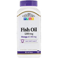 Омега 3 21st Century Fish Oil Omega 3 1200mg 360mg Maximum Strength 90 Softgels IN, код: 7557209