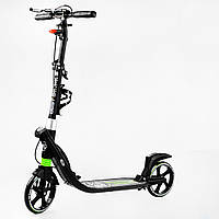 Двухколесный складной самокат фонарик 2 амортизатора Best Scooter 100 кг Black and green (114 PZ, код: 7696272