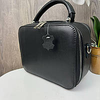 Женская кожаная мини сумочка стиль Zara, каркасная сумка Зара черная натуральная кожа Отличное качество