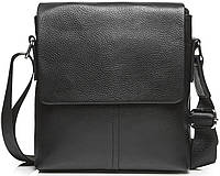 Кожаная мужская черная сумка через плечо мягкая Tiding Bag 9335A, SAK