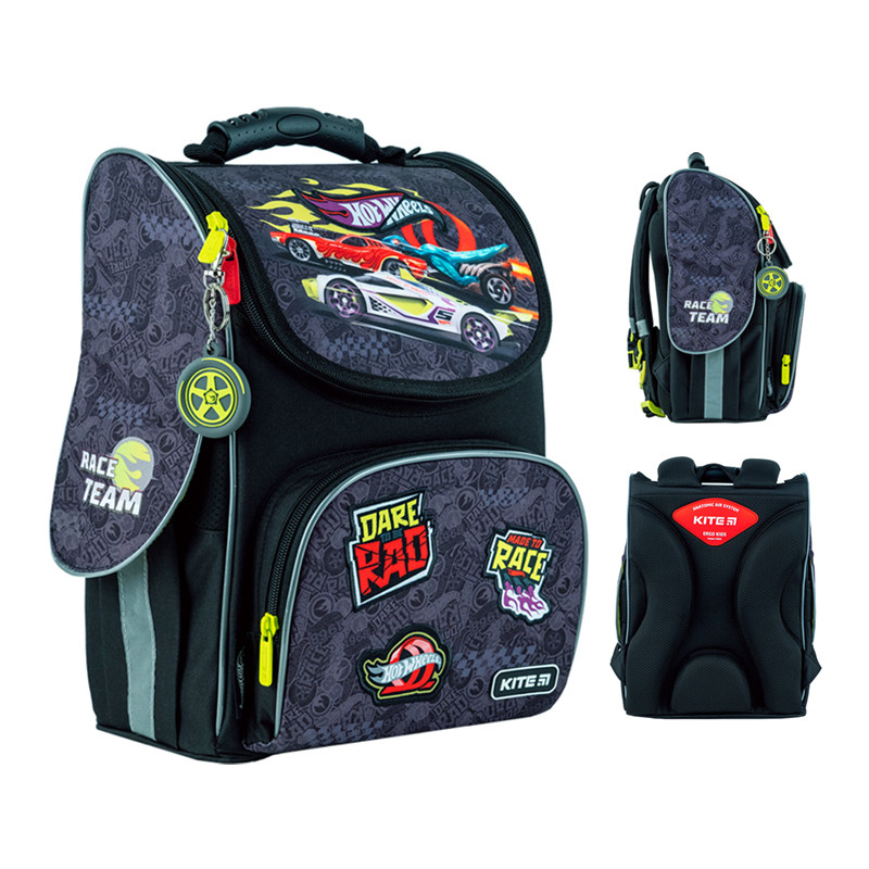 Рюкзак шкільний каркасний Kite Hot Wheels HW24-501S 35x25x13 см чорний
