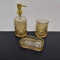 Набор аксессуаров ST Аргайл янтарь для ванной комнаты 3 предмета (888-156) QT, код: 7914440
