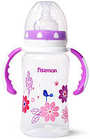 Бутылочка для кормления детская Baby Цветочки 300 мл с ручками Fissman DP43957 NL, код: 7426775