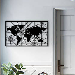 Декоративне панно на стіну, Сучасна картина для інтер'єру "Карта Світу", стиль лофт 30x18 см