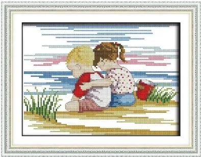Набір для вишивання за нанесеною на канву схемою "Childhood". AIDA 14CT printed 28*20 см