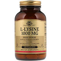 Лизин Solgar L-Lysine Free Form 1000 mg 100 Veg Tabs PZ, код: 7519137