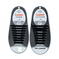 Силіконові шнурки Coolnice В01 Black (n-60) FS, код: 1623944
