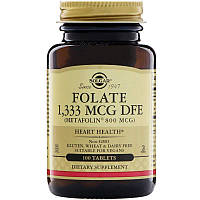 Фолиевая кислота Folate Solgar фолат 1333 мкг DFE (800 мкг) 100 таблеток LW, код: 7701050